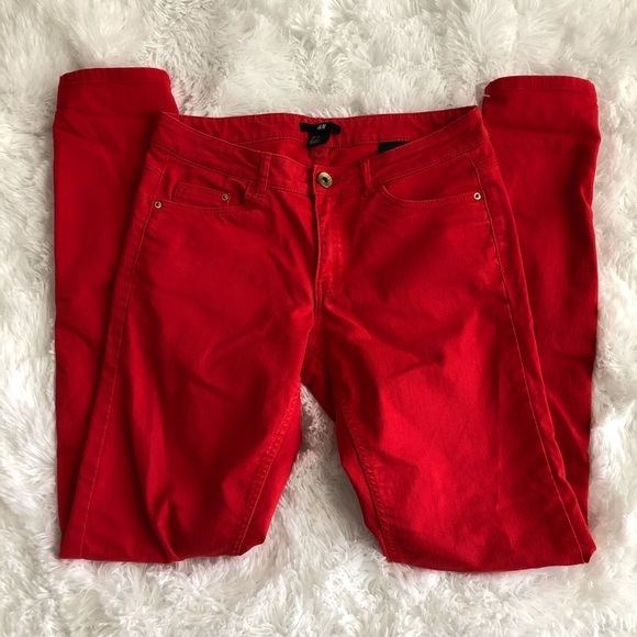 Red HM jeans size 8 - Picture 2 of 5